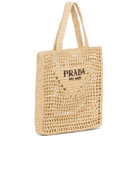 prada raffia logo small tote naturale|Prada raffia tote bag dupe.